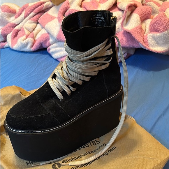 LIKE NEW UNIF Vintage Punk Grunge Black Platform ‘Nobody’ Lace-Up Shoes Rare 8 - Picture 6 of 9